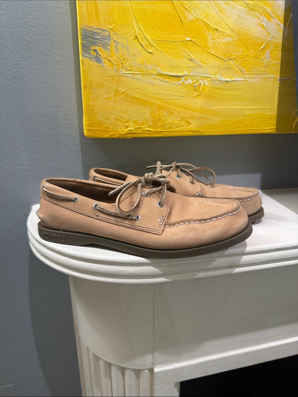 Sperry Tan Leather Moc-Toe Boat Shoes